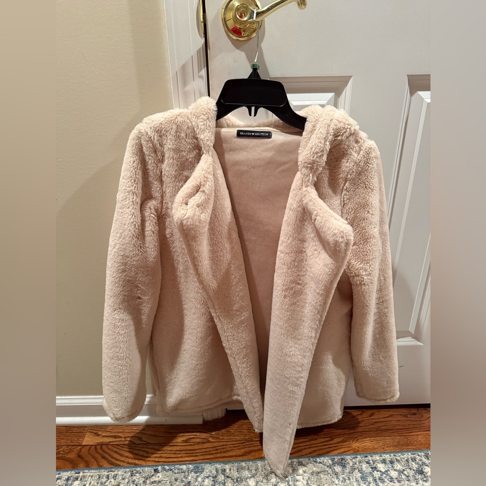 Brandy Melville Beige Faux Fur Jacket